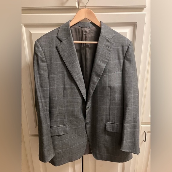 tussini Other - Trussini Linea Nuova 44L Gray Plaid Sports Coat Blazer 100% Lana Wool Italian